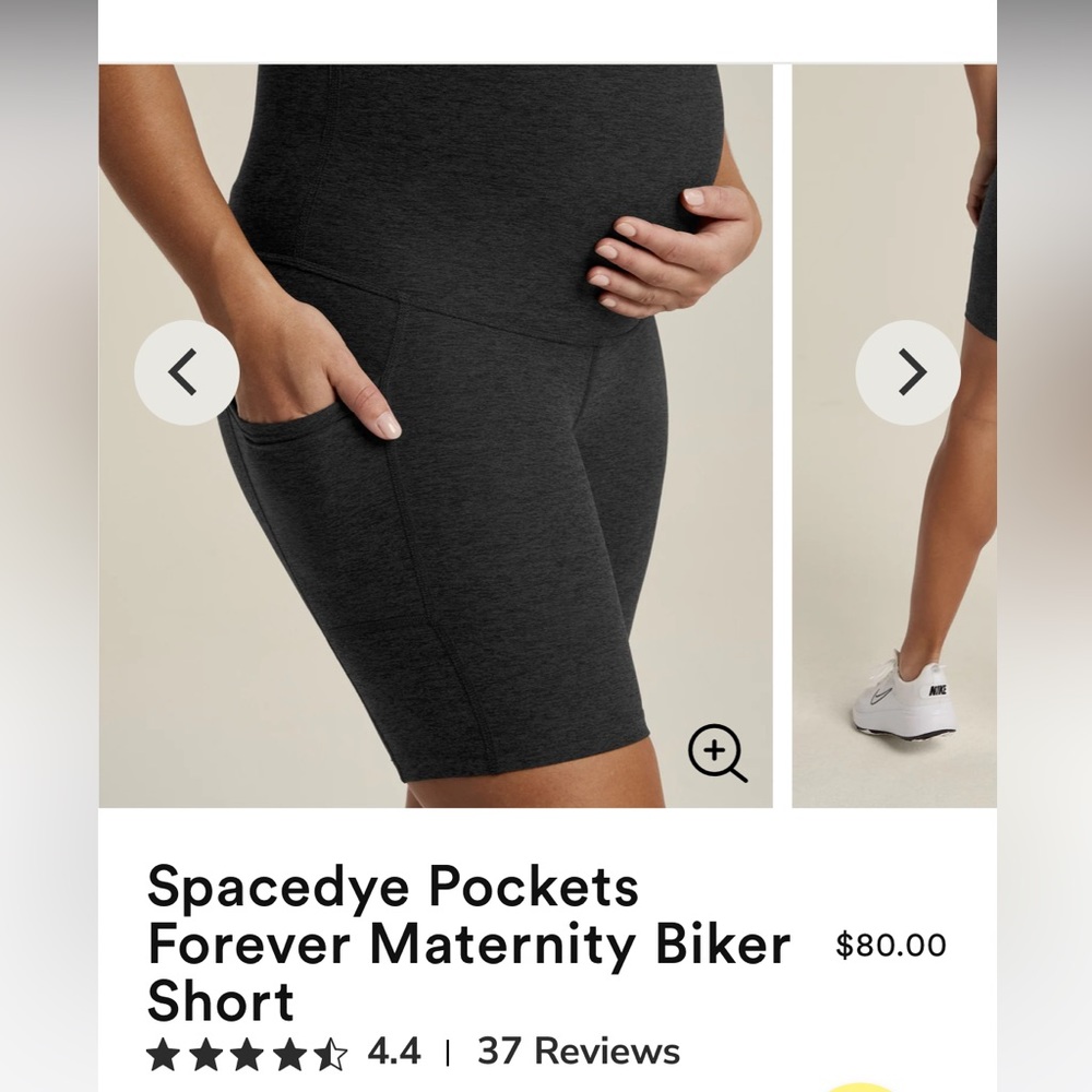 Beyond Yoga Spacedye Pockets Forever Maternity Biker Short - Charcoal Gray